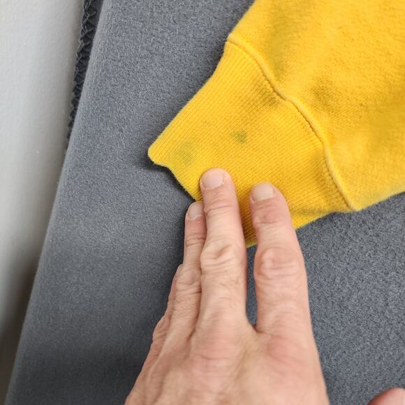 Champion Reverse Weave Sweatshirt Mens XXL 2XL Yellow Heavyweight Distressed - Picture 12 of 15